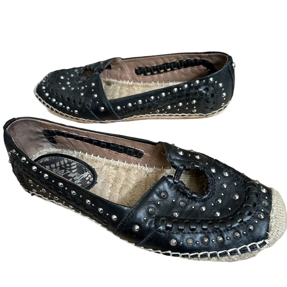 Sam Edelman Black leather espadrilles with stud detail size 8.5 goth whimsigoth